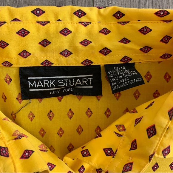 Mark Stuart Yellow Long Sleeve Button Down 13/14 Y - Picture 5 of 10